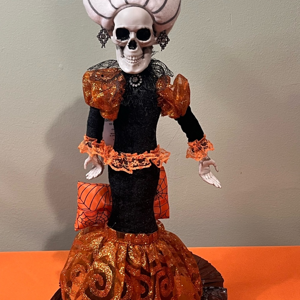 6/$25Festive Skeleton Figurine in Black and Orange - Picture 5 of 12